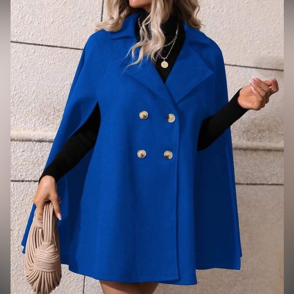 Luxe button up double breasted cape coat - Picture 11 of 16